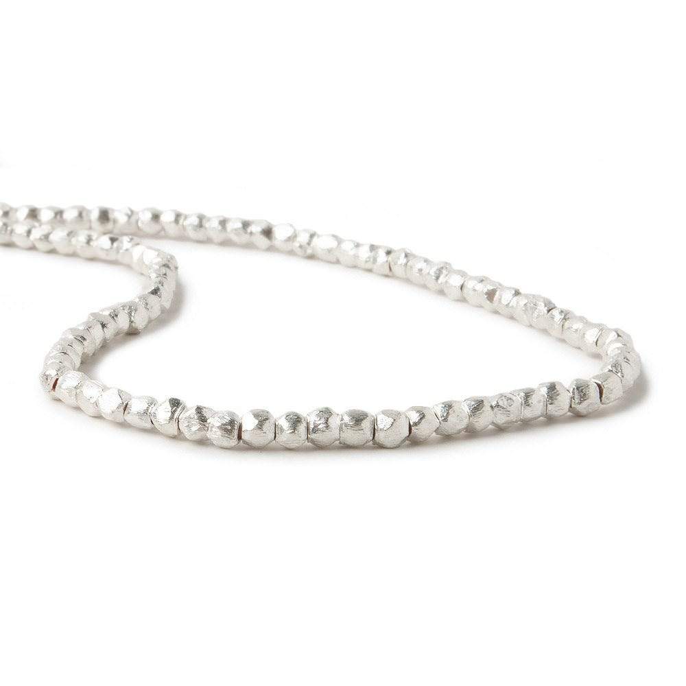 2.5 - 3mm Sterling Silver Plated Copper Brushed Faceted Nugget Beads 8 inch 75 beads - Beadsofcambay.com
