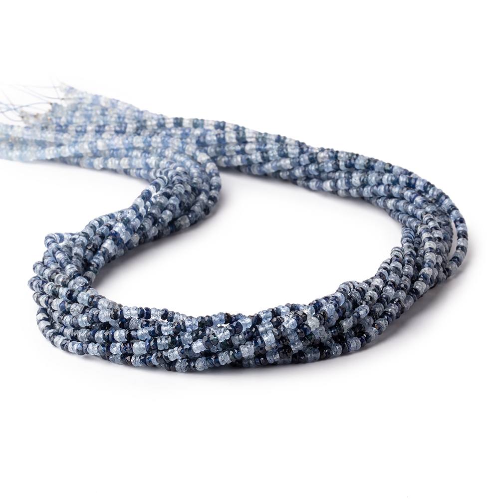 2.5-3mm White & Blue Sapphire Faceted Rondelle Beads 18 inch 233 pieces - Beadsofcambay.com