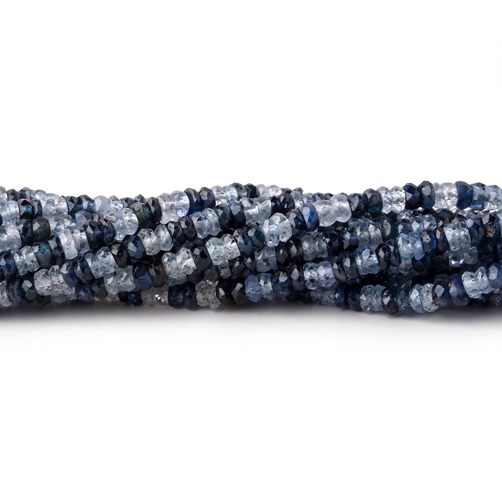 Beadsofcambay 2.5-3mm White & Blue Sapphire Faceted Rondelle Beads 18 inch 233 pieces