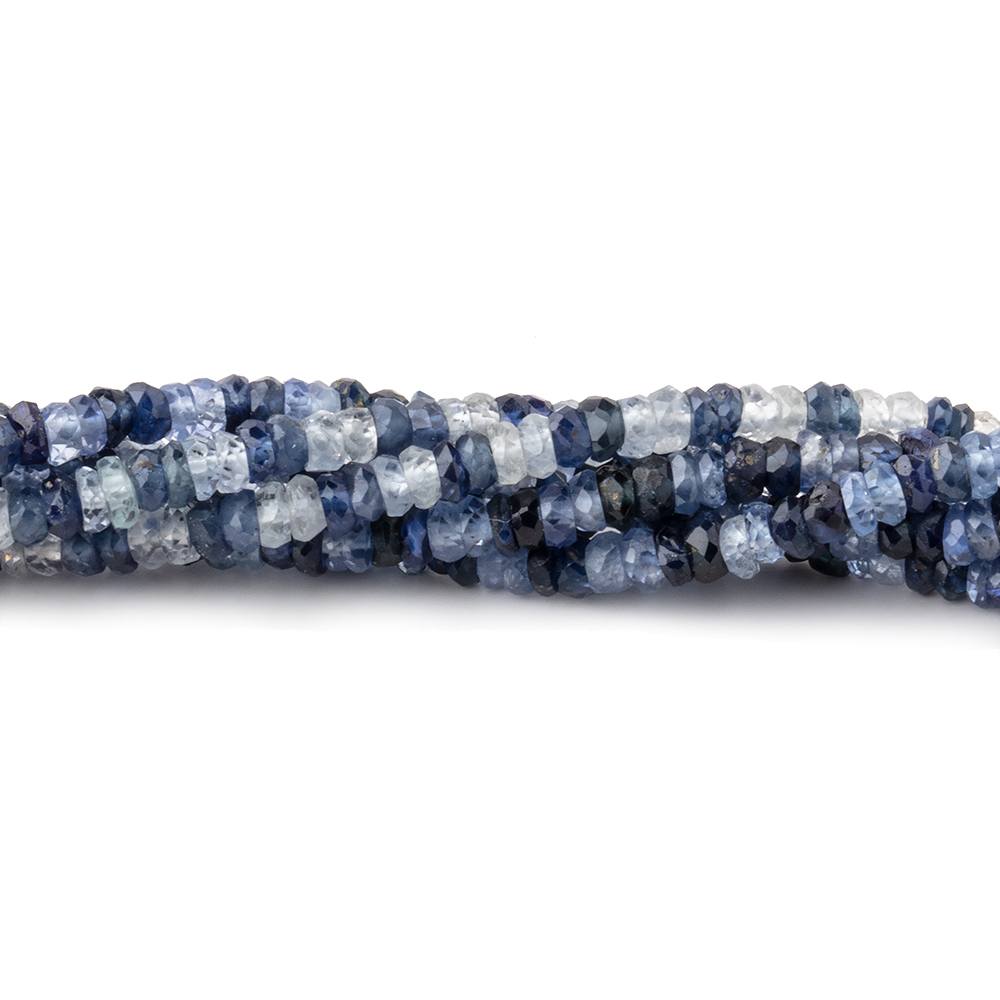 2.5-3mm White & Blue Sapphire Faceted Rondelles 18 inch 233 Beads - Beadsofcambay.com