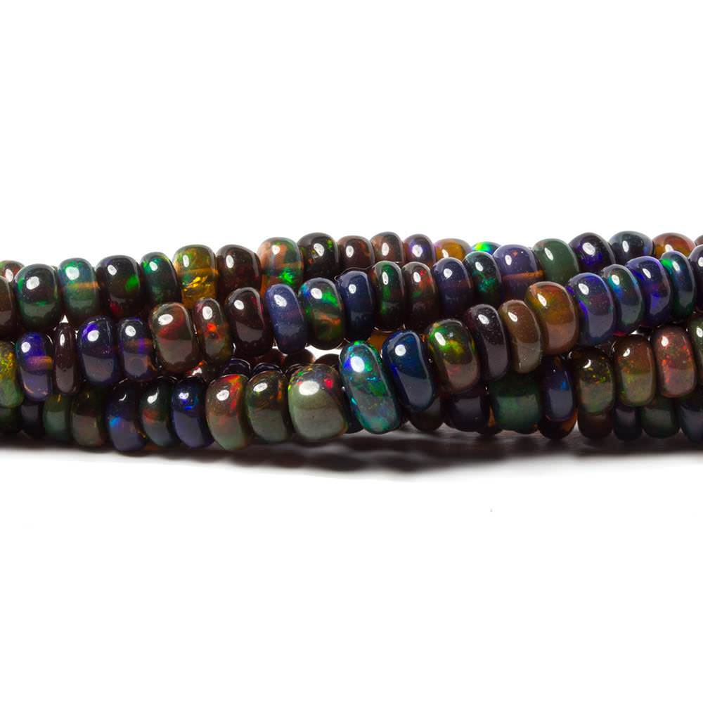 2.5 - 4.5mm Black Ethiopian Opal Plain Rondelle Beads 18 inch 235 pieces