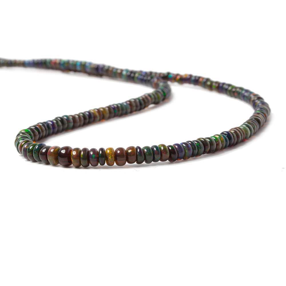 2.5 - 4.5mm Black Ethiopian Opal Plain Rondelle Beads 18 inch 235 pieces - Beadsofcambay.com