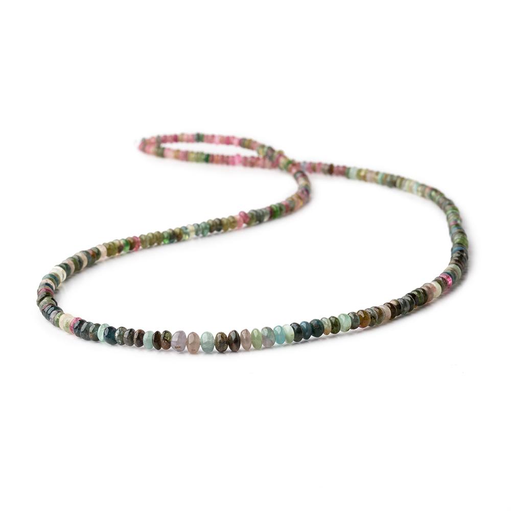 2.5-4mm Multi Color Tourmaline Plain Rondelle Beads 18 inch 220 pieces - Beadsofcambay.com