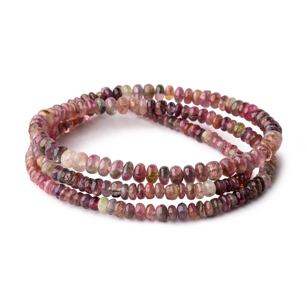 2.5-4mm Multi Color Tourmaline Plain Rondelles 18 inch 220 Beads - Beadsofcambay.com
