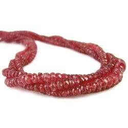 2.5-4mm Ruby Faceted Rondelles 16 inch 207 pieces - Beadsofcambay.com