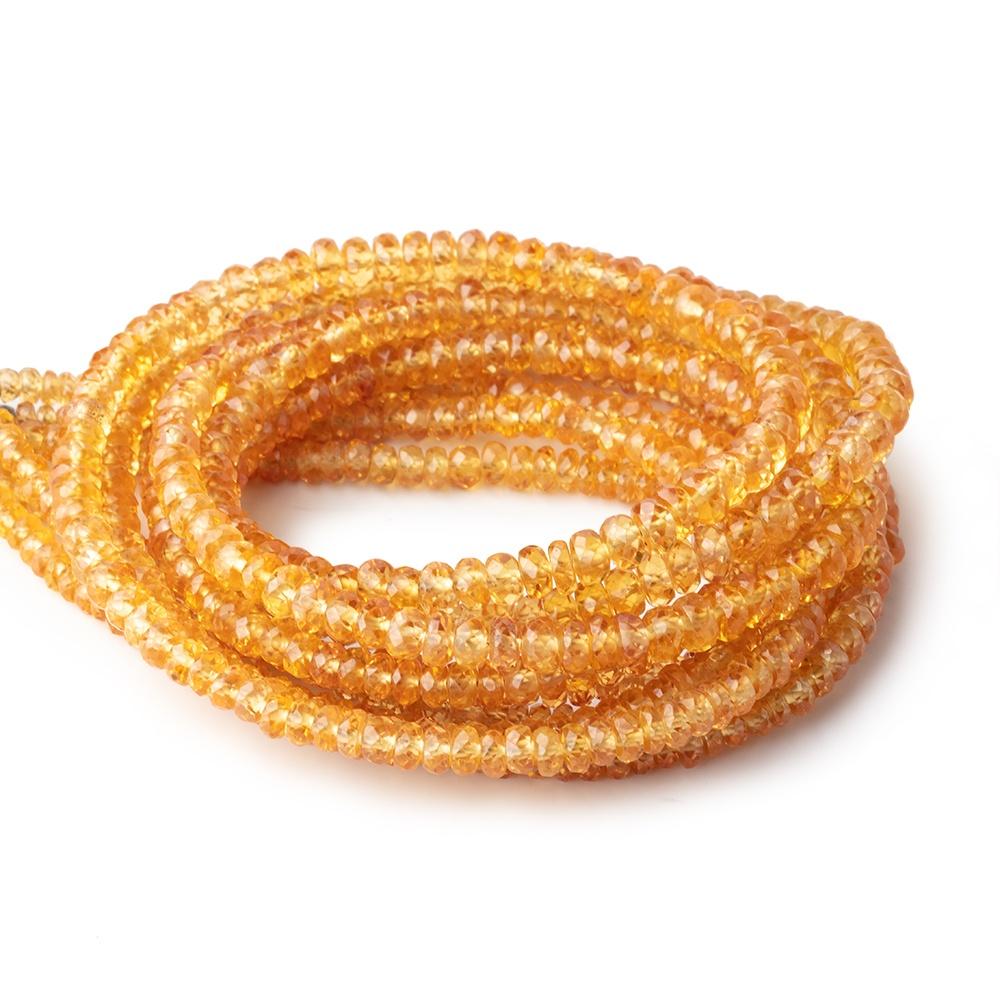 2.5-4mm Yellow Songia Sapphire Faceted Rondelle Beads 16 inch 220 pieces AA - Beadsofcambay.com