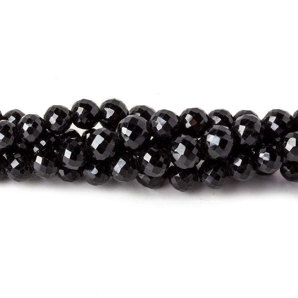 2.5-5.5mm Black Spinel Faceted Rounds 16 inch 95 beads - Beadsofcambay.com