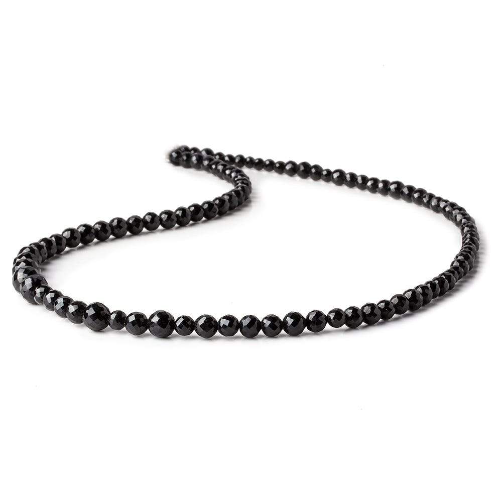 2.5-5.5mm Black Spinel Faceted Rounds 16 inch 95 beads - Beadsofcambay.com