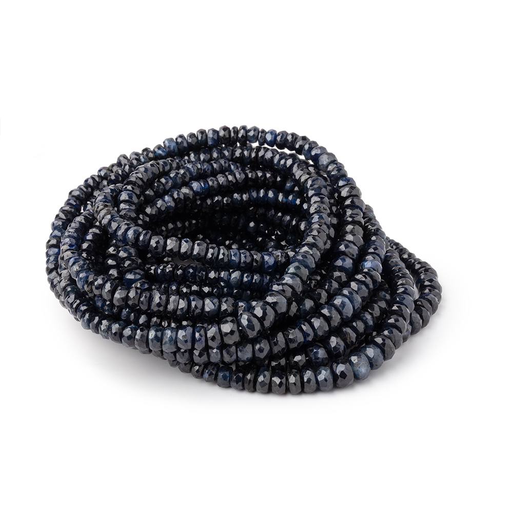 2.5-5mm Cambodian Blue Sapphire Faceted Rondelle Beads 16 inch 209 pieces - Beadsofcambay.com
