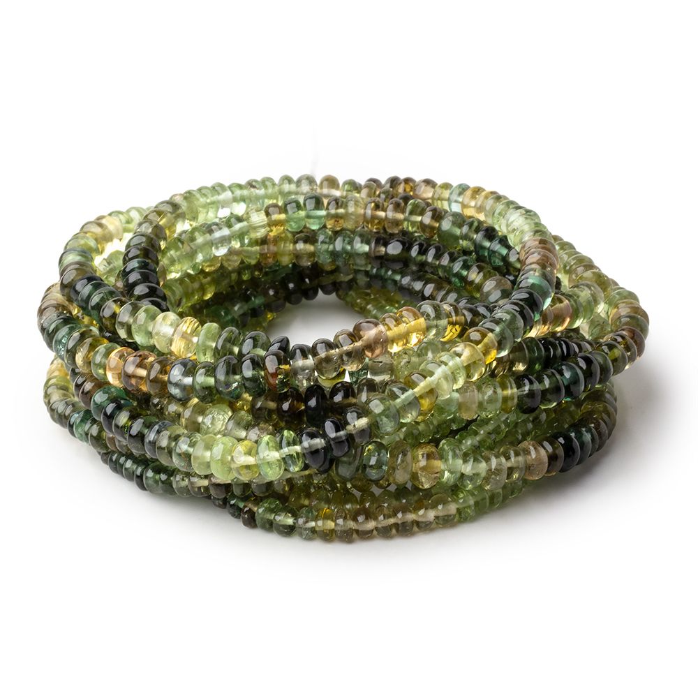 2.5-5mm Shaded Green Tourmaline Plain Rondelle Beads 18 inch 215 pieces AAA - Beadsofcambay.com