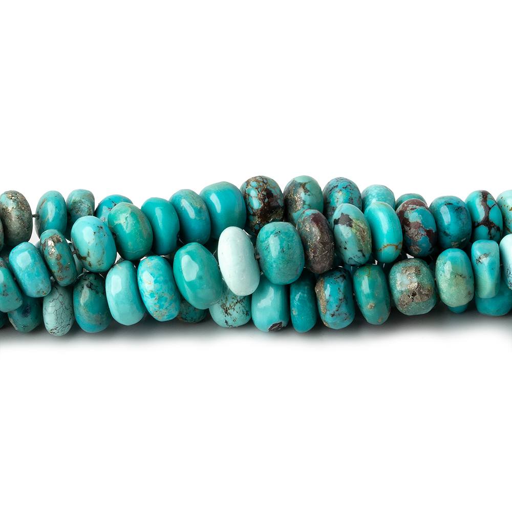 2.5-6mm Chinese Turquoise plain rondelles 18 inch 195 beads - Beadsofcambay.com