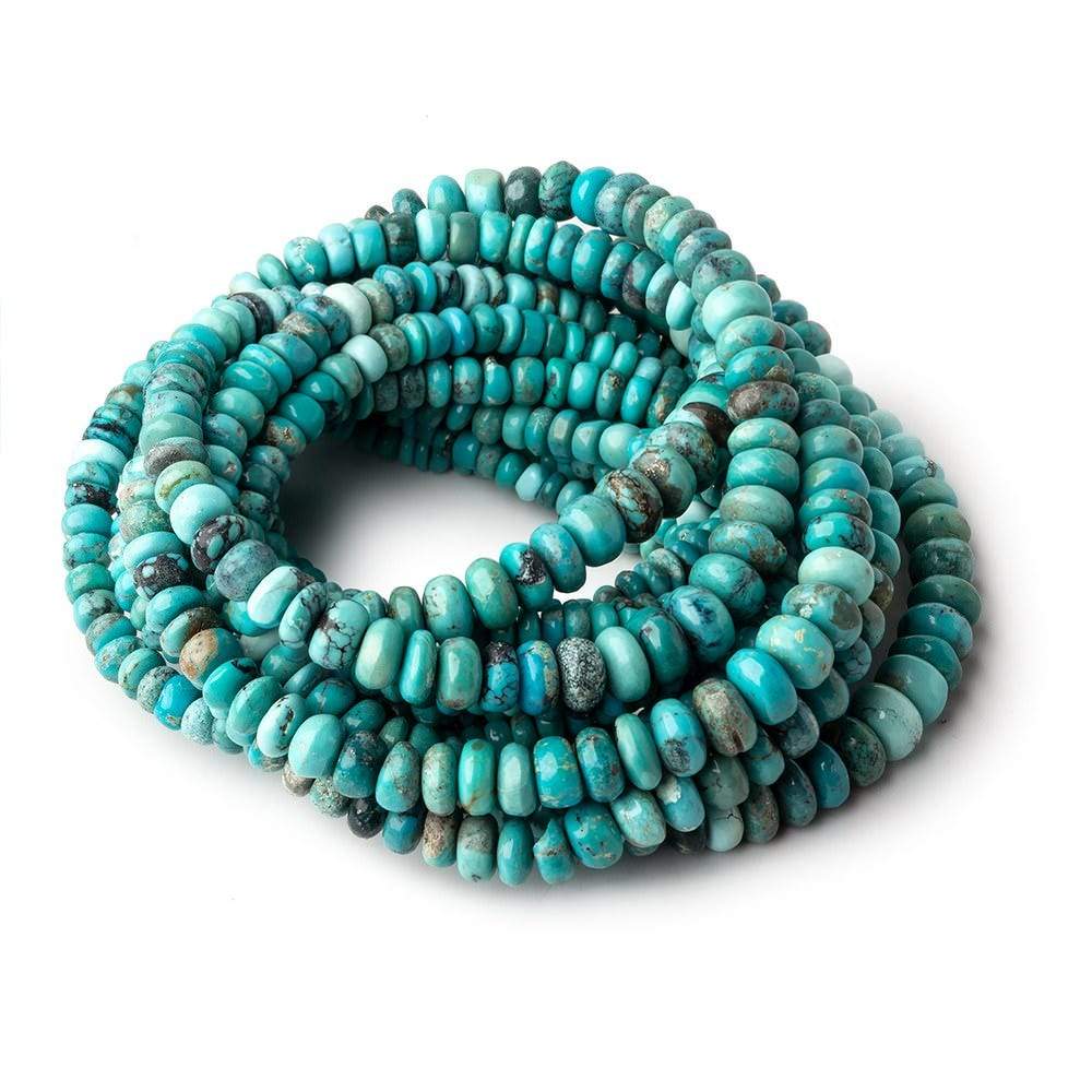 2.5-6mm Chinese Turquoise plain rondelles 18 inch 195 beads - Beadsofcambay.com