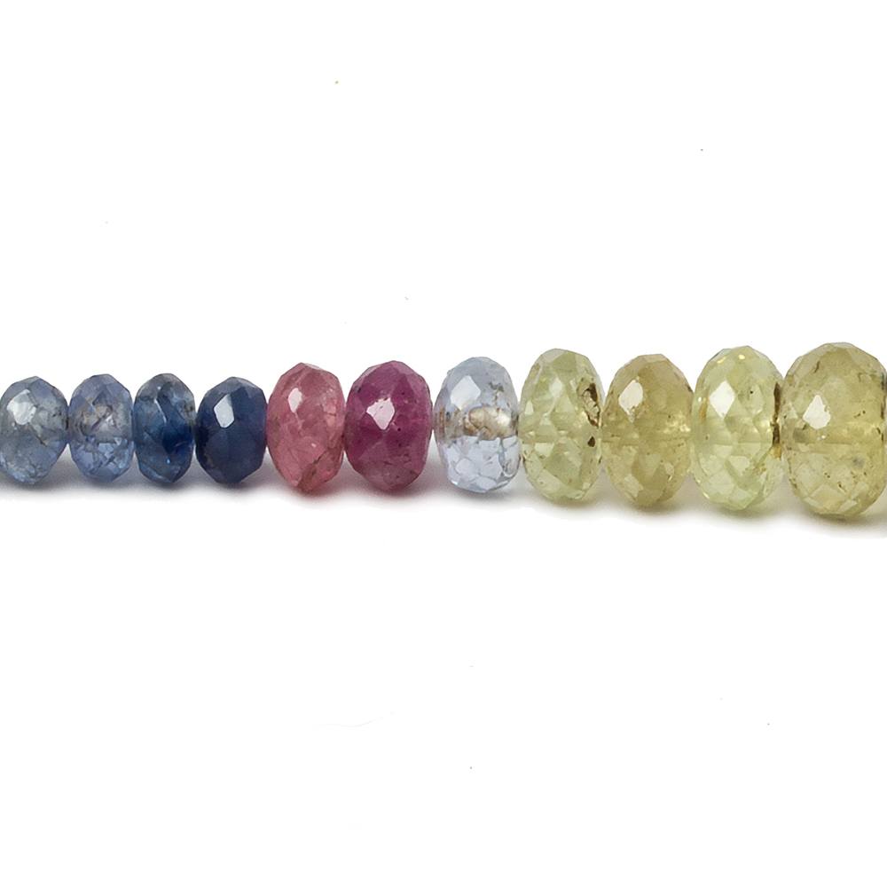 2.5-7mm Multi-gemstone of Ruby, Sapphire, Emerald Faceted Rondelle Beads 22 inch 223 pieces - Beadsofcambay.com