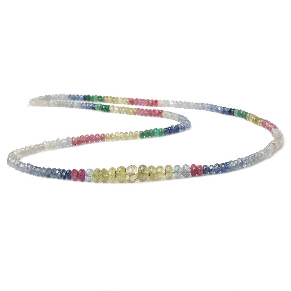 2.5-7mm Multi-gemstone of Ruby, Sapphire, Emerald Faceted Rondelle Beads 22 inch 223 pieces - Beadsofcambay.com