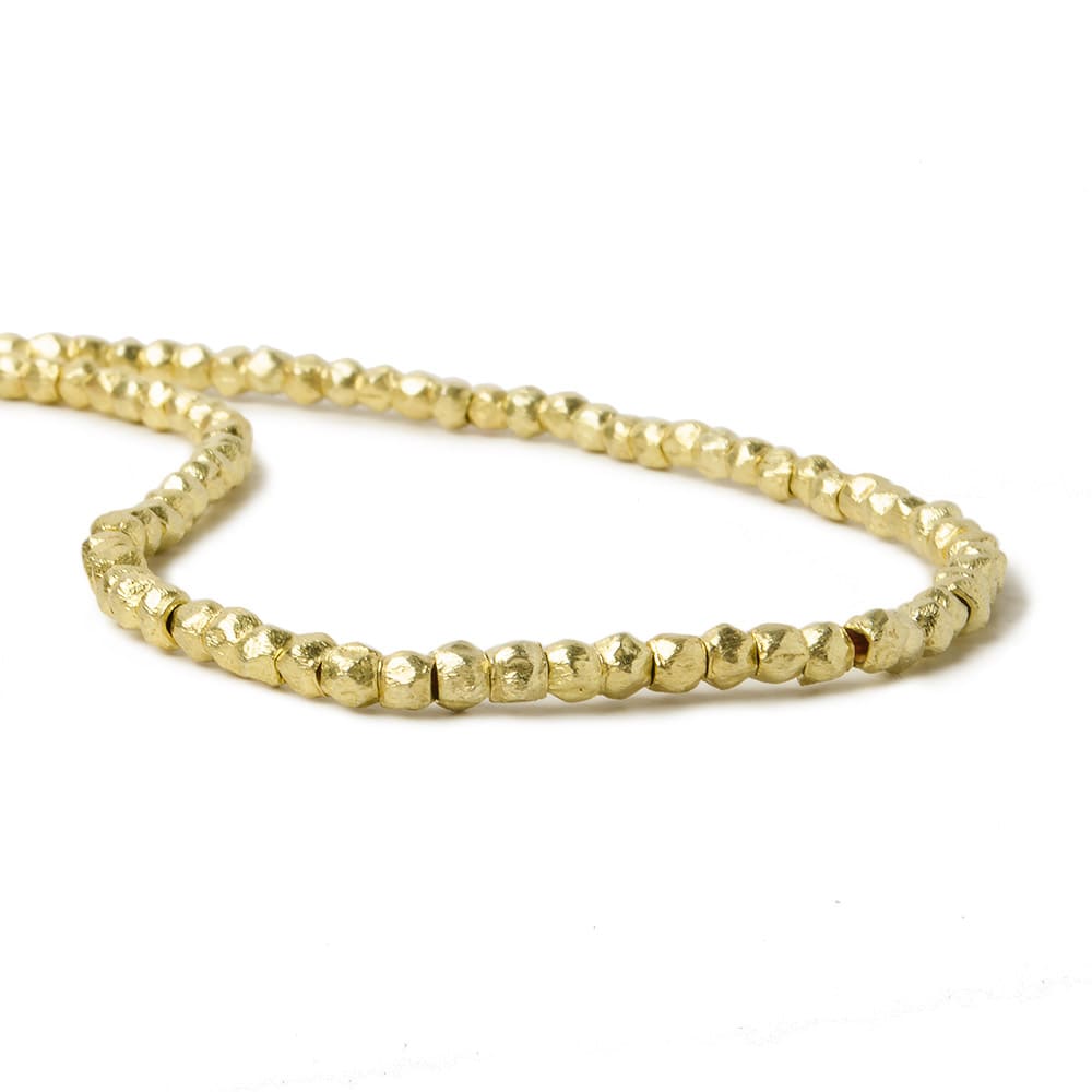 2.5mm 14kt Gold plated Brushed Faceted Nugget Beads 8 inch 86 pieces - Beadsofcambay.com