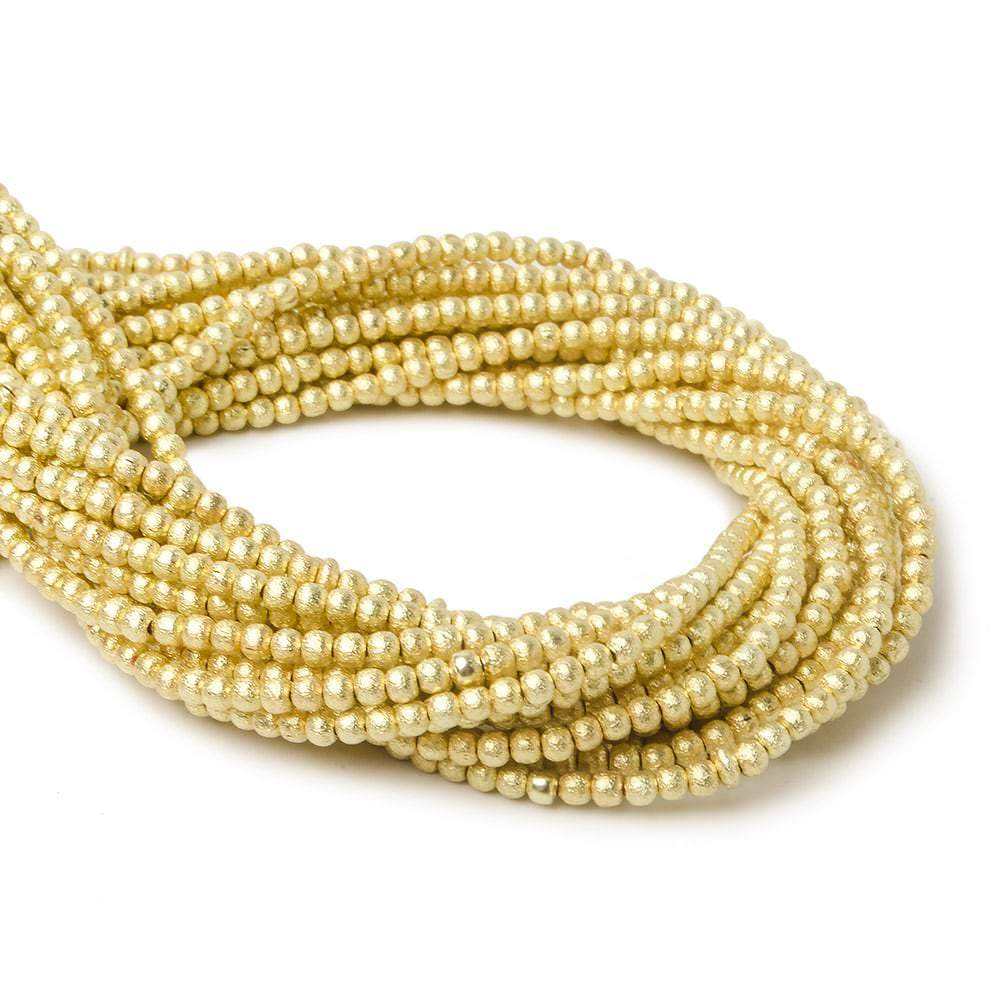 2.5mm 14kt Gold plated brushed round Beads 100 pieces 8 inch - Beadsofcambay.com