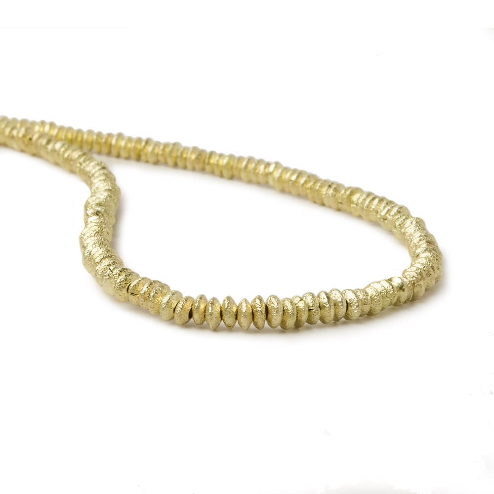 2.5mm 14kt Gold Plated Copper Bead Disc, Brushed 8 inch 156 pieces - Beadsofcambay.com