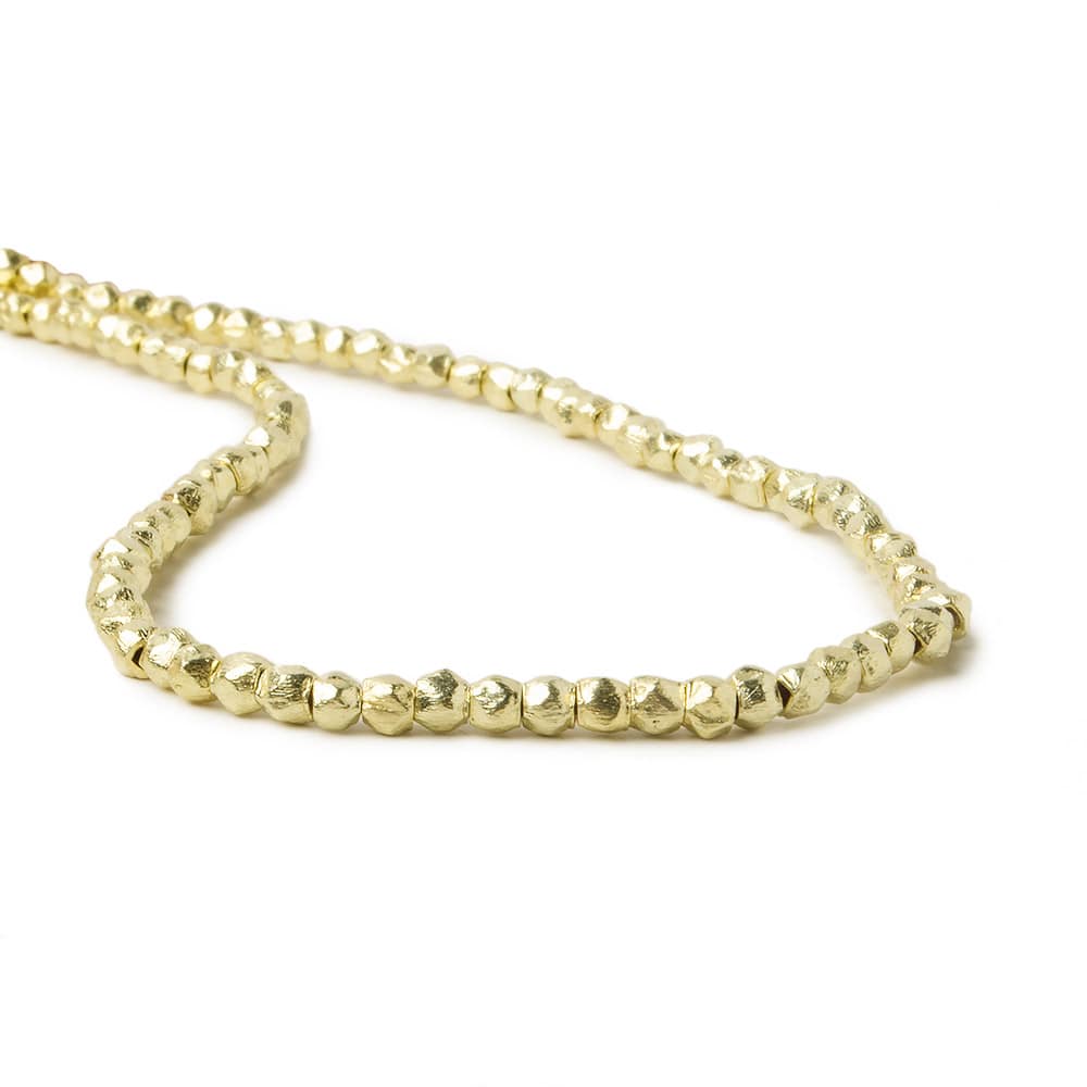 2.5mm 14kt Gold Plated Copper Brushed Faceted Nugget Beads 8 inch 110 beads - Beadsofcambay.com