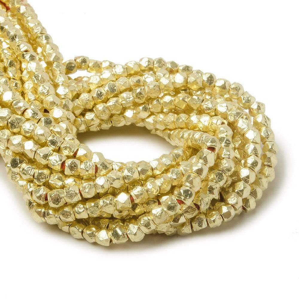 2.5mm 14kt Gold plated Copper Shiny Faceted Nugget Beads 8 inch 91 beads - Beadsofcambay.com