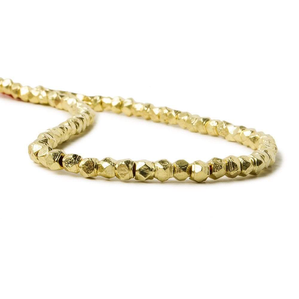 2.5mm 14kt Gold plated Copper Shiny Faceted Nugget Beads 8 inch 91 beads - Beadsofcambay.com