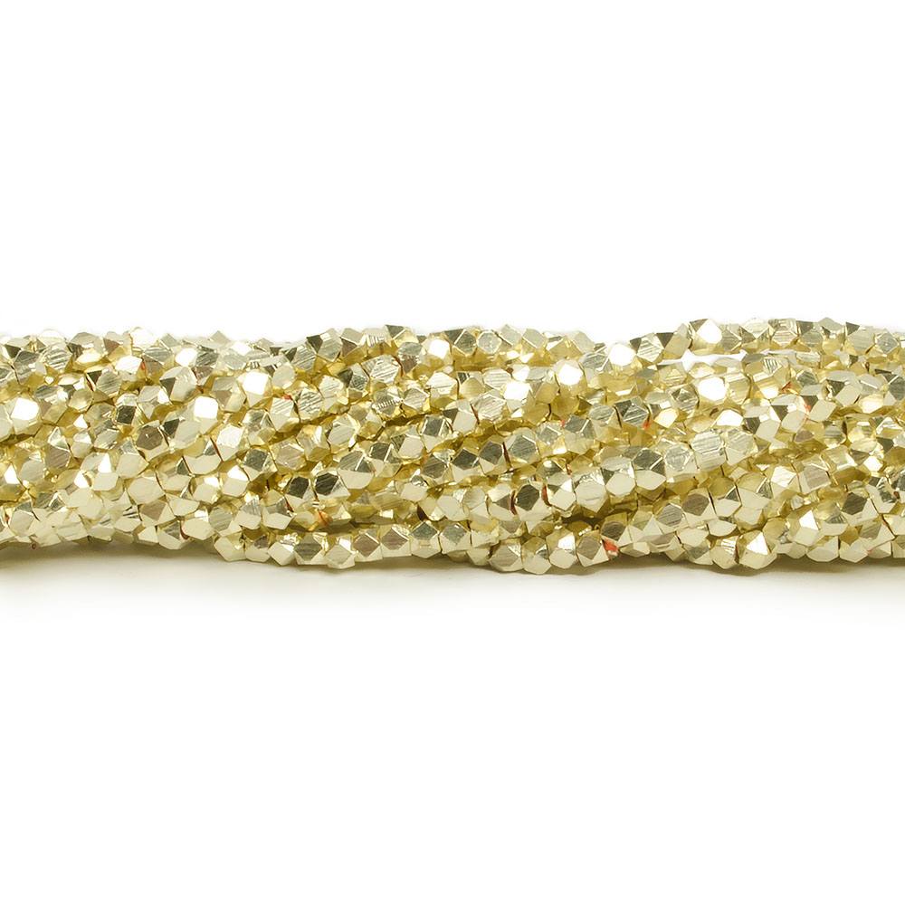2.5mm 14kt Gold plated shiny Faceted Nugget Beads 8 inch 90 pieces - Beadsofcambay.com