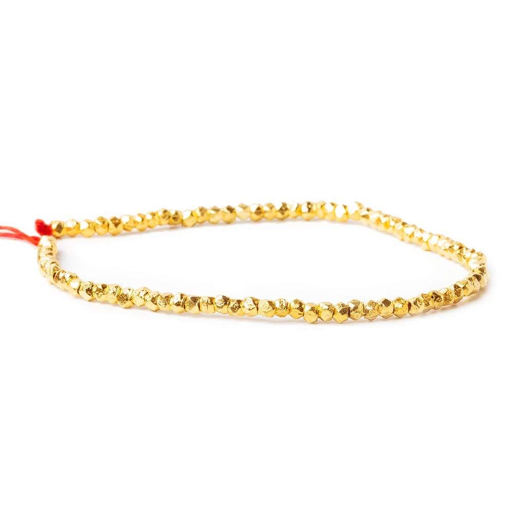 2.5mm 22kt Gold plated Copper Shiny Faceted Nugget Beads 8 inch 86 beads - Beadsofcambay.com