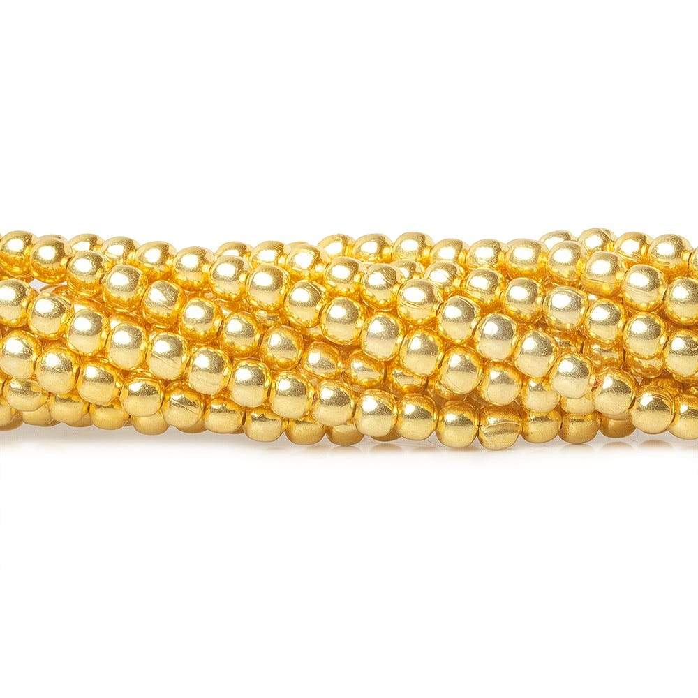 2.5mm 22kt Gold plated Copper Shiny Round Beads 8 inch 78 beads - Beadsofcambay.com