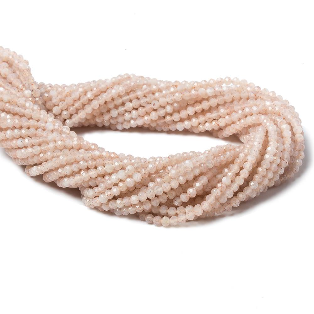 2.5mm Angel Skin Peach Moonstone Micro Faceted rondelles 13 inch 154 beads - Beadsofcambay.com