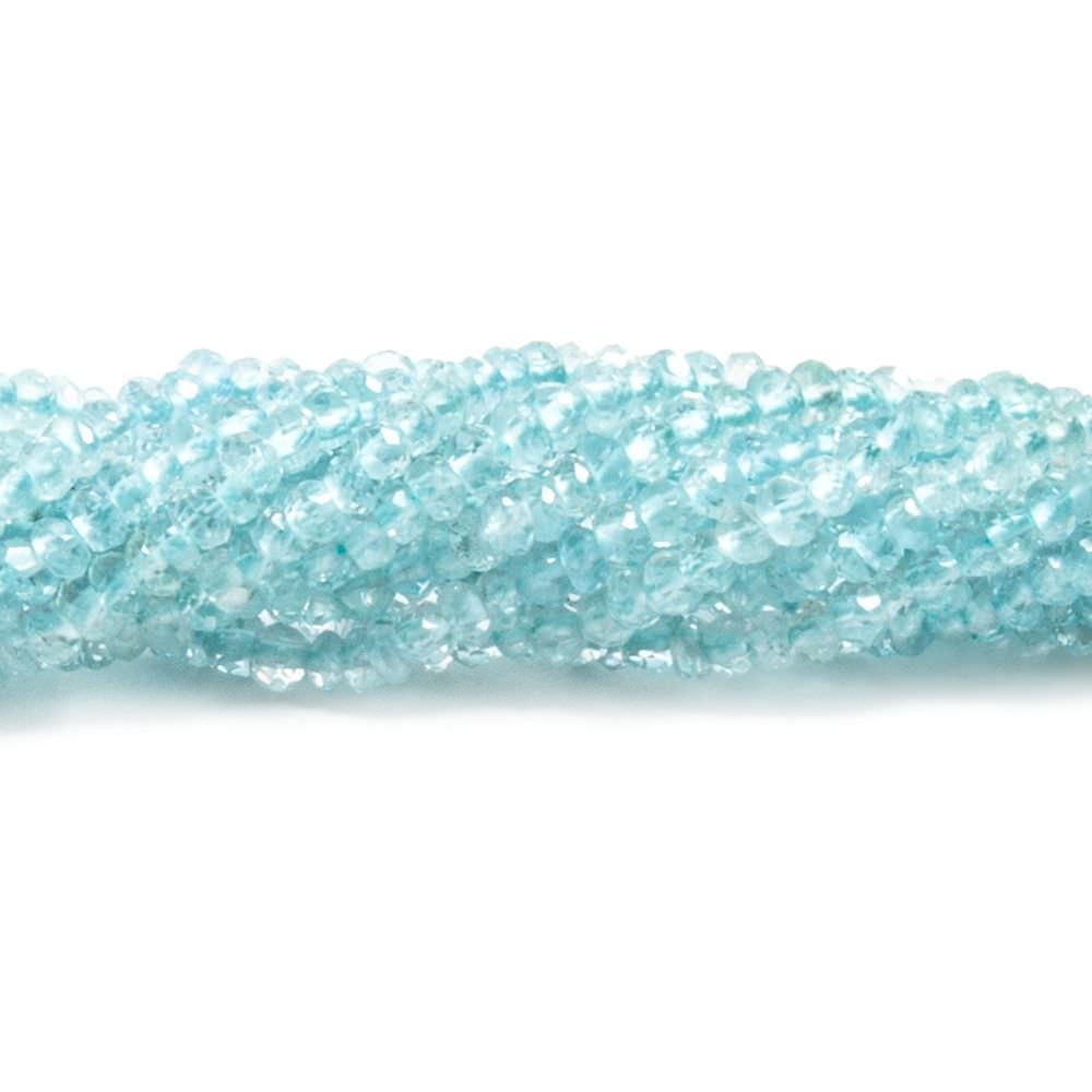 2.5mm Aquamarine faceted rondelle beads 13.5 inches 242 pieces - Beadsofcambay.com