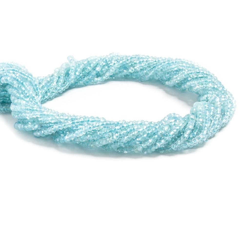 2.5mm Aquamarine faceted rondelle beads 13.5 inches 242 pieces - Beadsofcambay.com