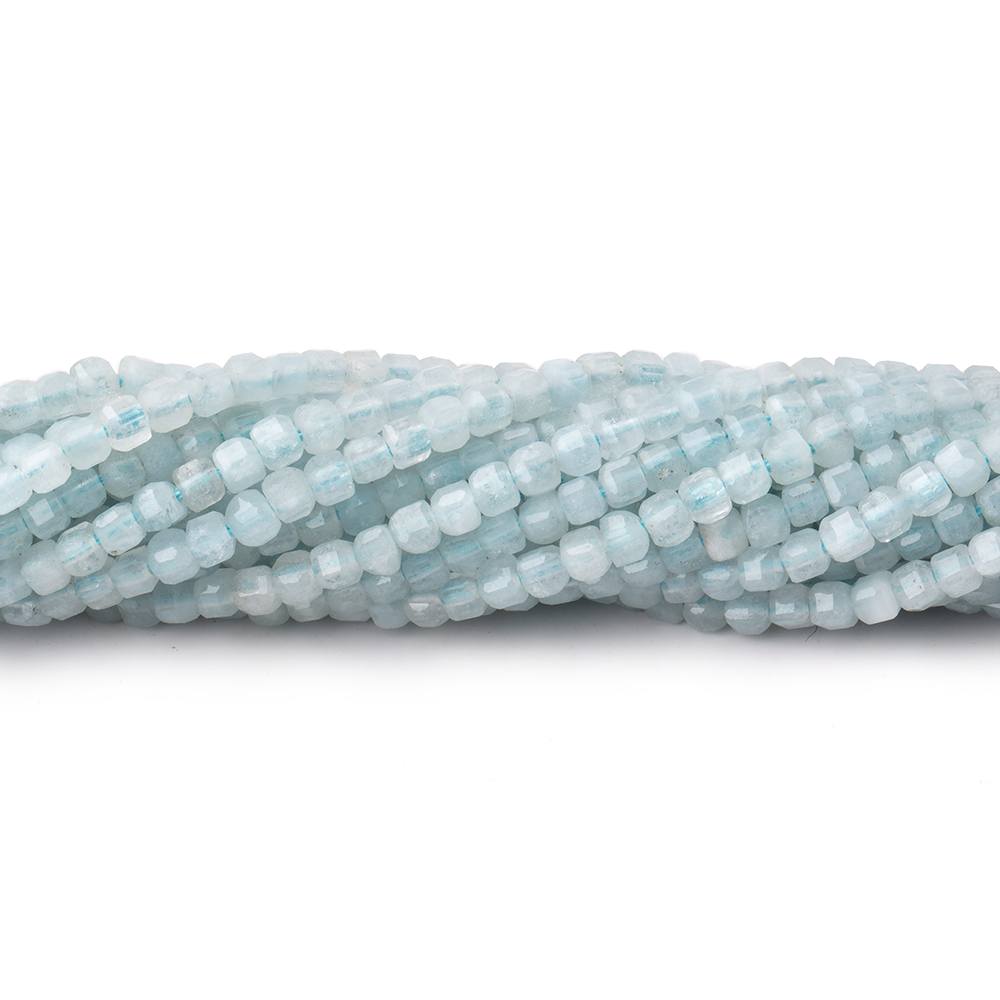 Beadsofcambay 2.5mm Aquamarine Micro Faceted Cube Beads 12.5 inch 126 pieces