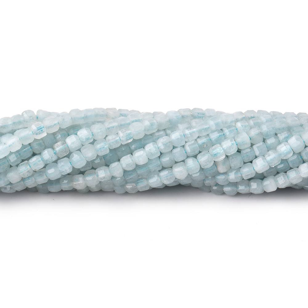 Beadsofcambay 2.5mm Aquamarine Micro Faceted Cube Beads 12.5 inch 126 pieces