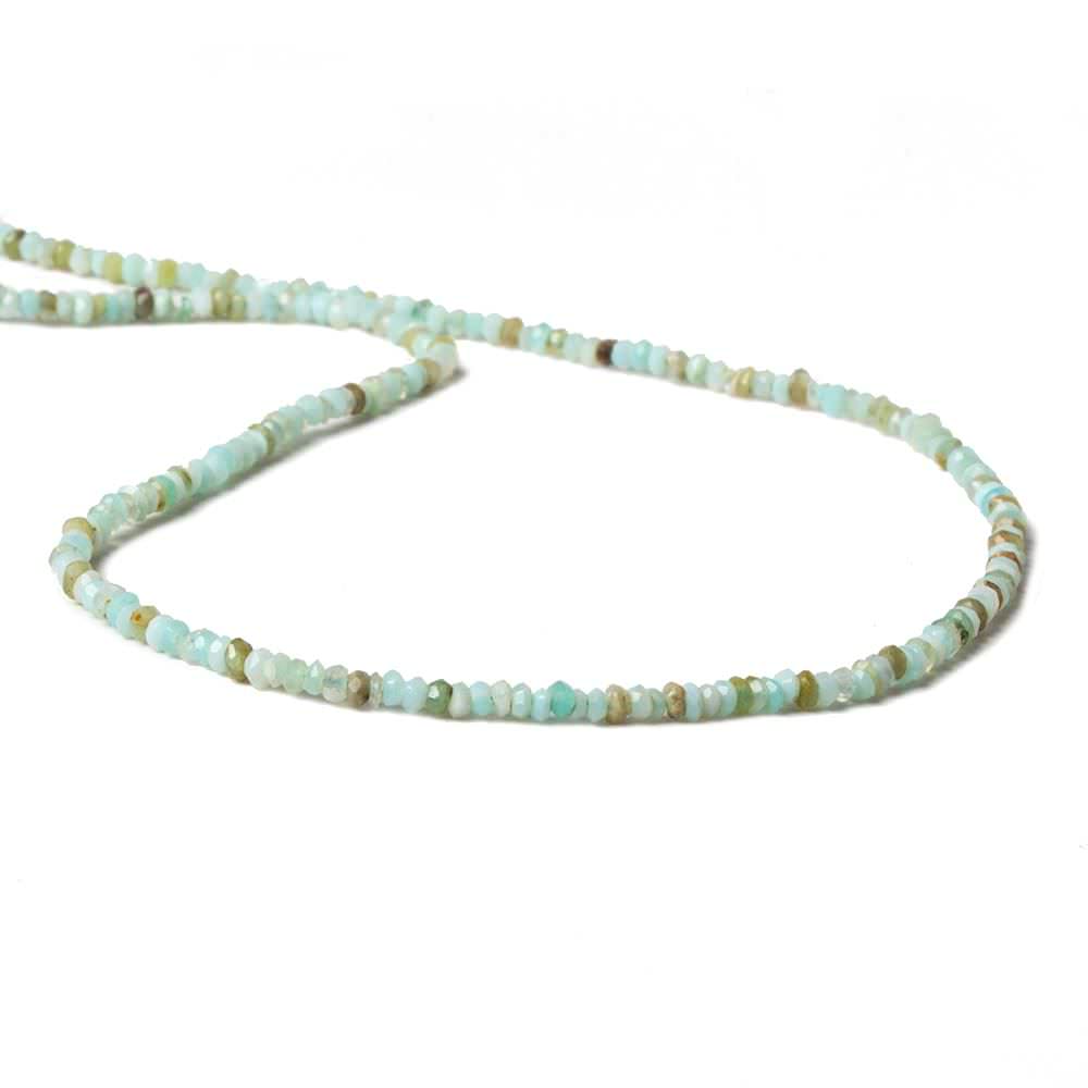 2.5mm Blue Peruvian Opal faceted rondelle beads 13 inch 179 pieces - Beadsofcambay.com