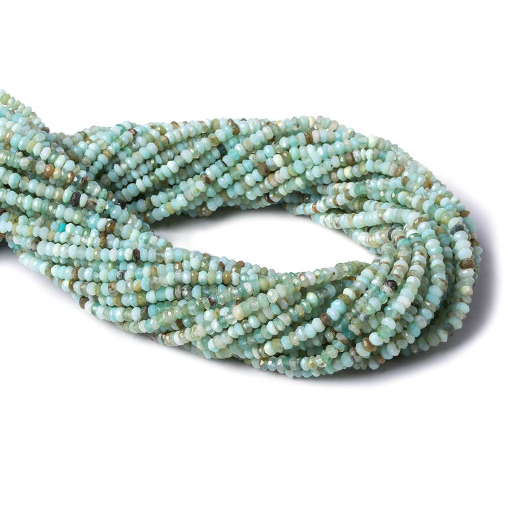 2.5mm Blue Peruvian Opal faceted rondelle beads 13 inch 179 pieces - Beadsofcambay.com