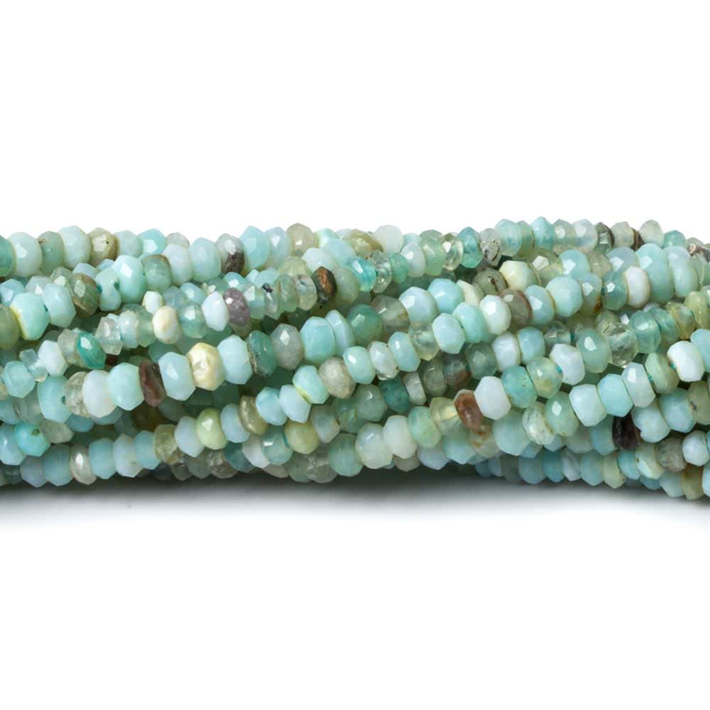 2.5mm Blue Peruvian Opal faceted rondelle beads 13 inch 179 pieces - Beadsofcambay.com