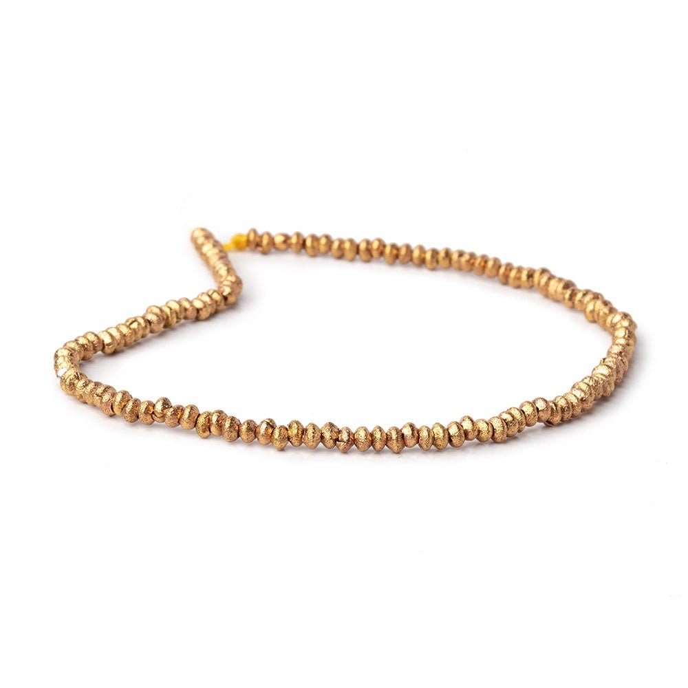 2.5mm Brass Brushed Disc Rondelle Beads 8 inch 126 pieces - Beadsofcambay.com