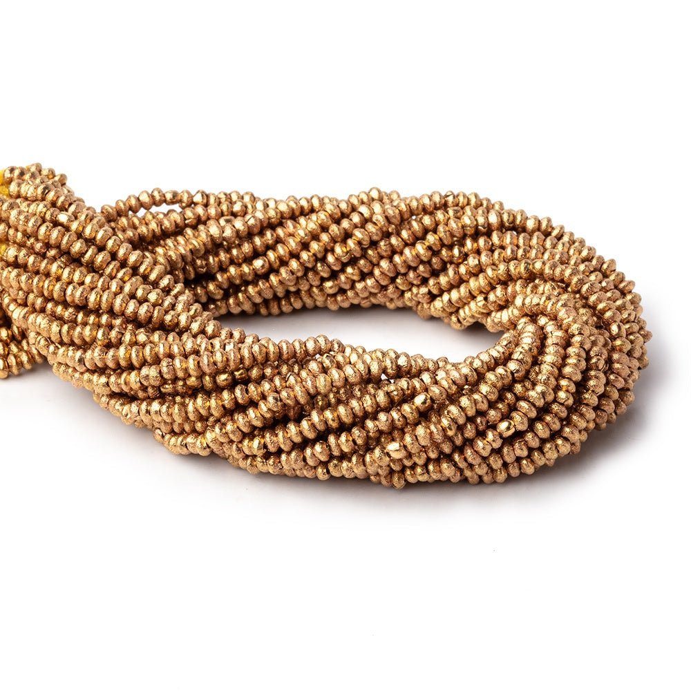 2.5mm Brass Brushed Disc Rondelle Beads 8 inch 126 pieces - Beadsofcambay.com