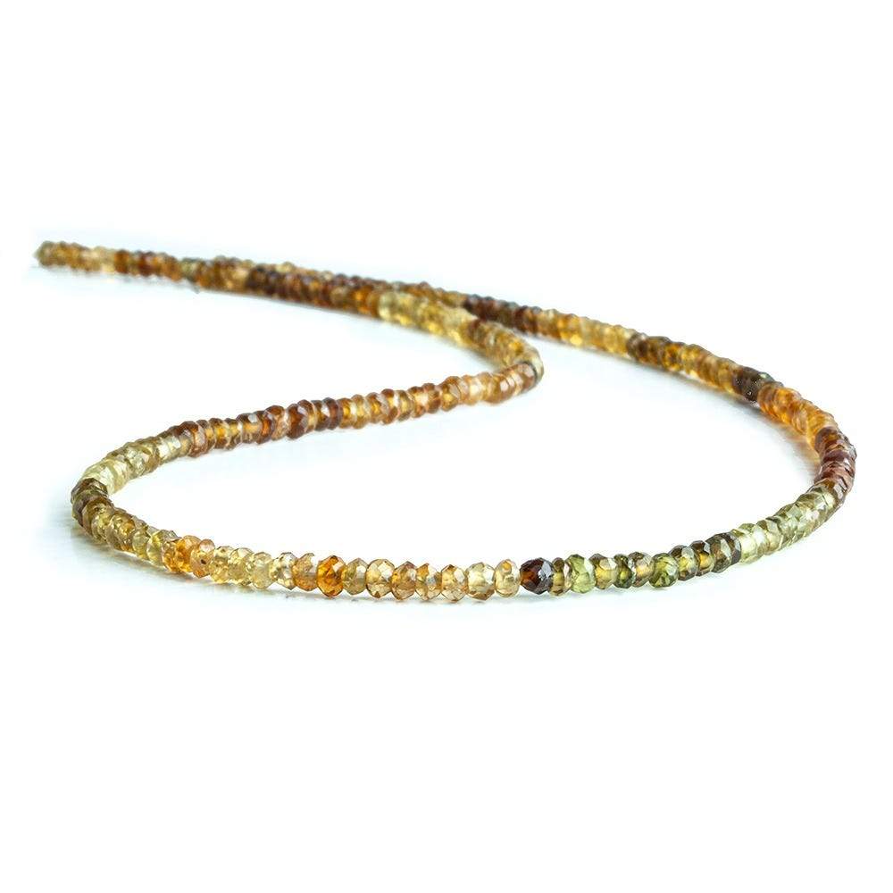 2.5mm Brown Green Tourmaline Faceted Rondelle Beads 13 inch 202 piece - Beadsofcambay.com