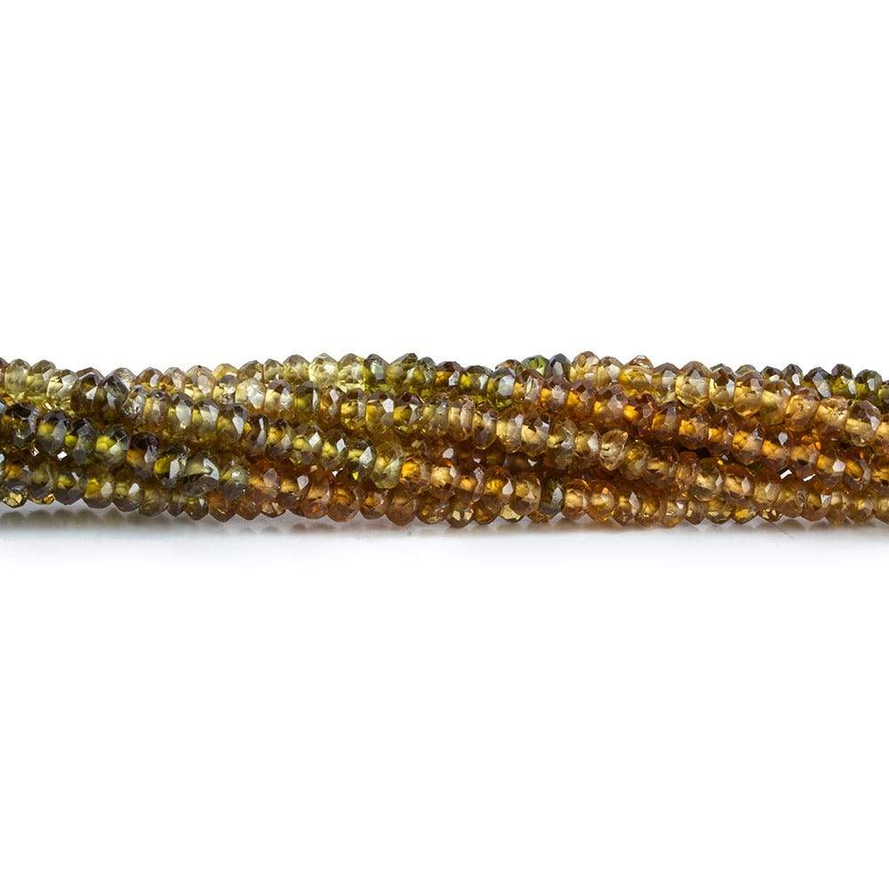 2.5mm Brown Green Tourmaline Faceted Rondelle Beads 13 inch 202 piece - Beadsofcambay.com