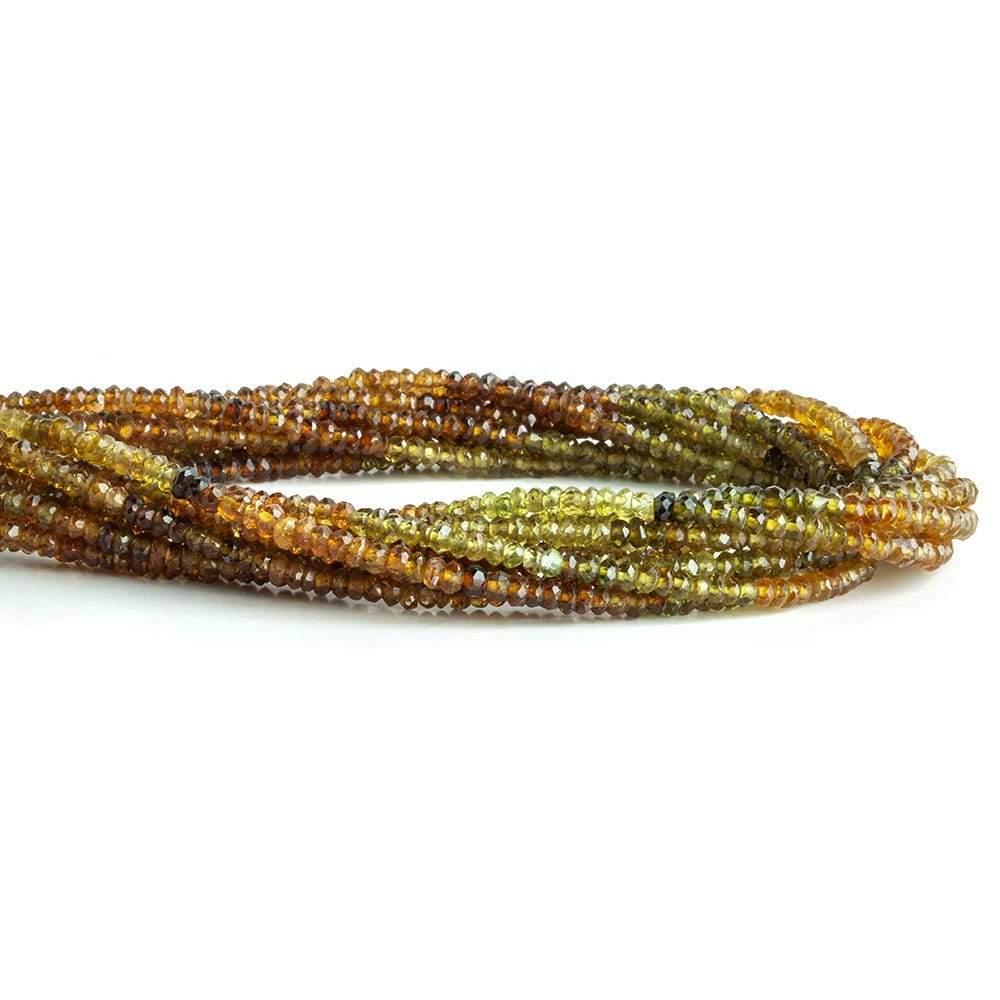 2.5mm Brown Green Tourmaline Faceted Rondelle Beads 13 inch 202 piece - Beadsofcambay.com