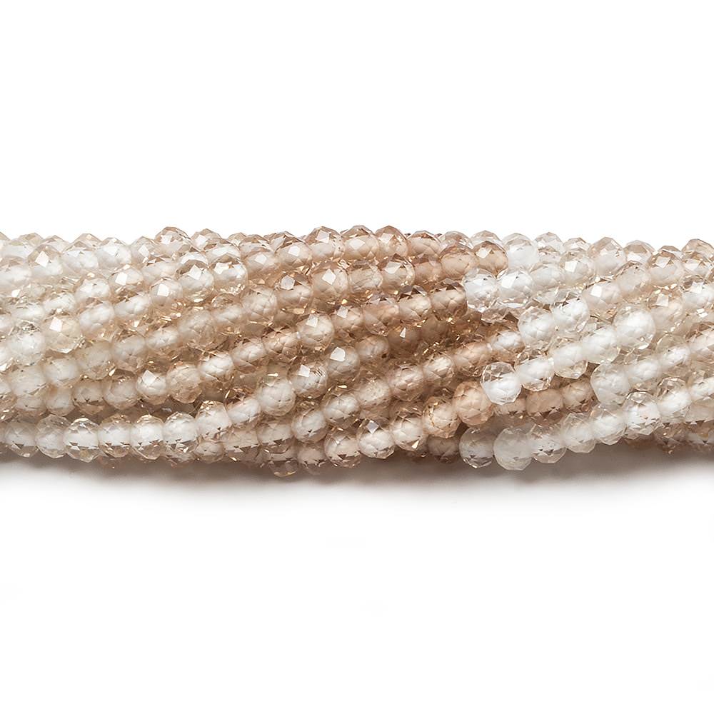 2.5mm Champagne & White Topaz Micro Faceted rondelles 13 inch 154 beads - Beadsofcambay.com