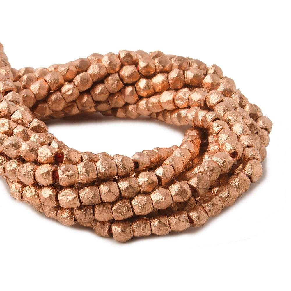2.5mm Copper Brushed Faceted Nugget Beads 72 beds 8 inch - Beadsofcambay.com