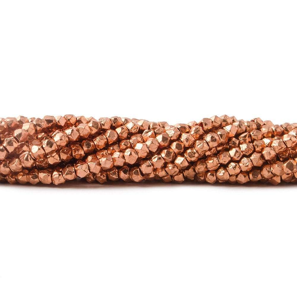 2.5mm Copper Faceted Nugget Beads 8 inch 81 beads - Beadsofcambay.com