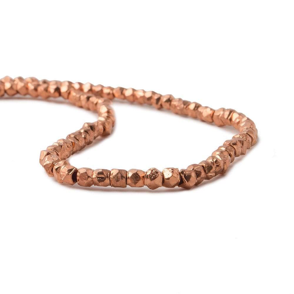 2.5mm Copper Faceted Nugget Beads 8 inch 81 beads - Beadsofcambay.com
