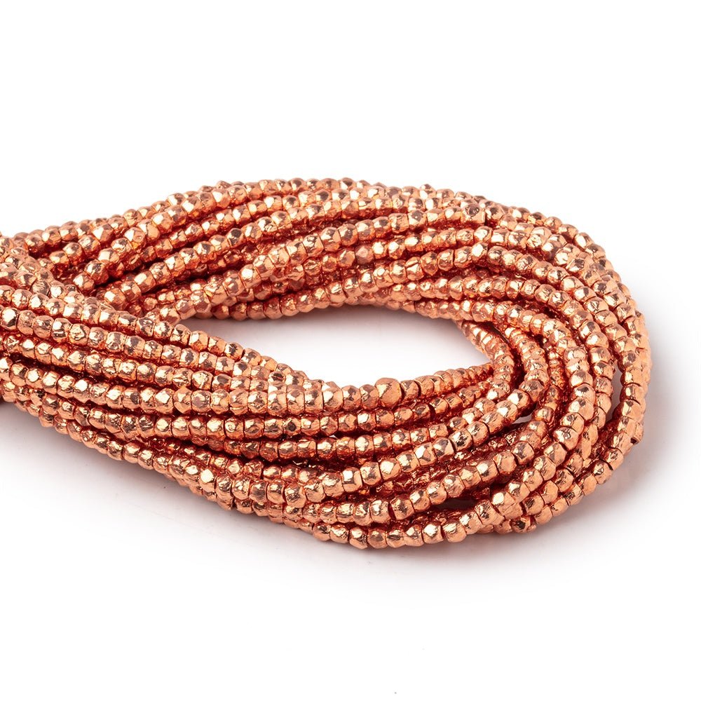 2.5mm Copper Faceted Nugget Beads 8 inch 99 pieces - Beadsofcambay.com