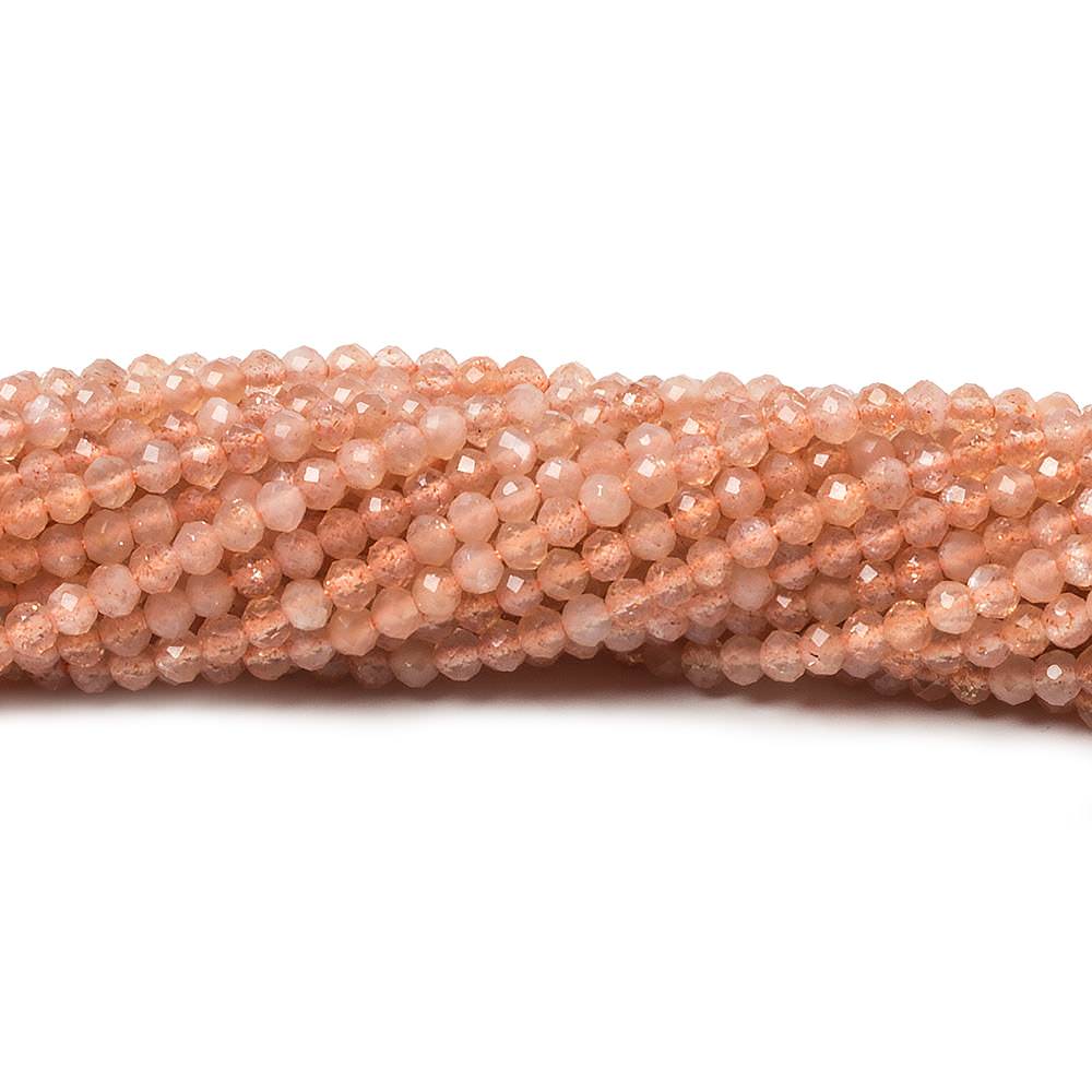 2.5mm Dark Peach Moonstone Micro Faceted rondelles 13 inch 154 beads - Beadsofcambay.com