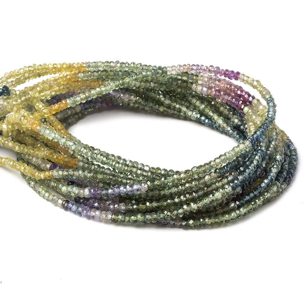 2.5mm Fancy Sapphire faceted rondelles 16 inch 258 beads AA Grade - Beadsofcambay.com