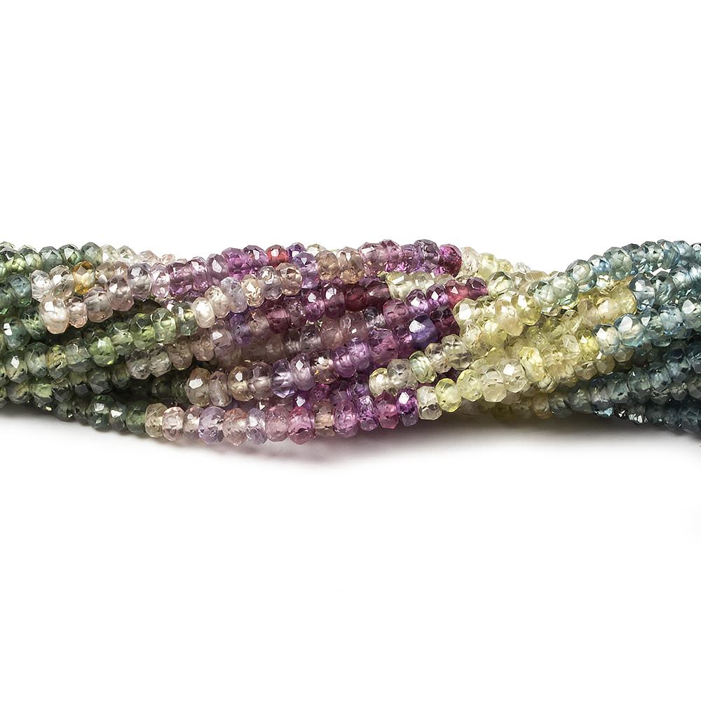 2.5mm Fancy Sapphire faceted rondelles 16 inch 258 beads AA Grade - Beadsofcambay.com