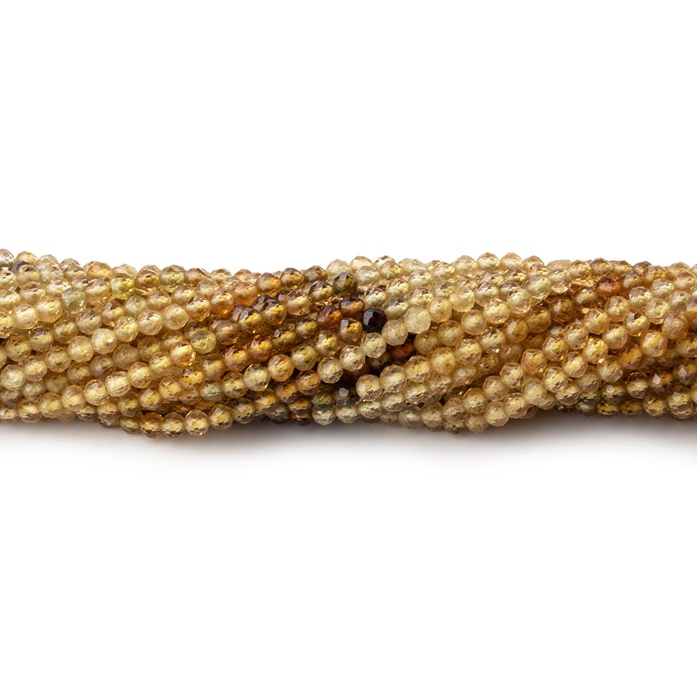 2.5mm Golden Multi Color Tourmaline Micro Faceted Rounds 12.5 inch 139 Beads AAA - Beadsofcambay.com