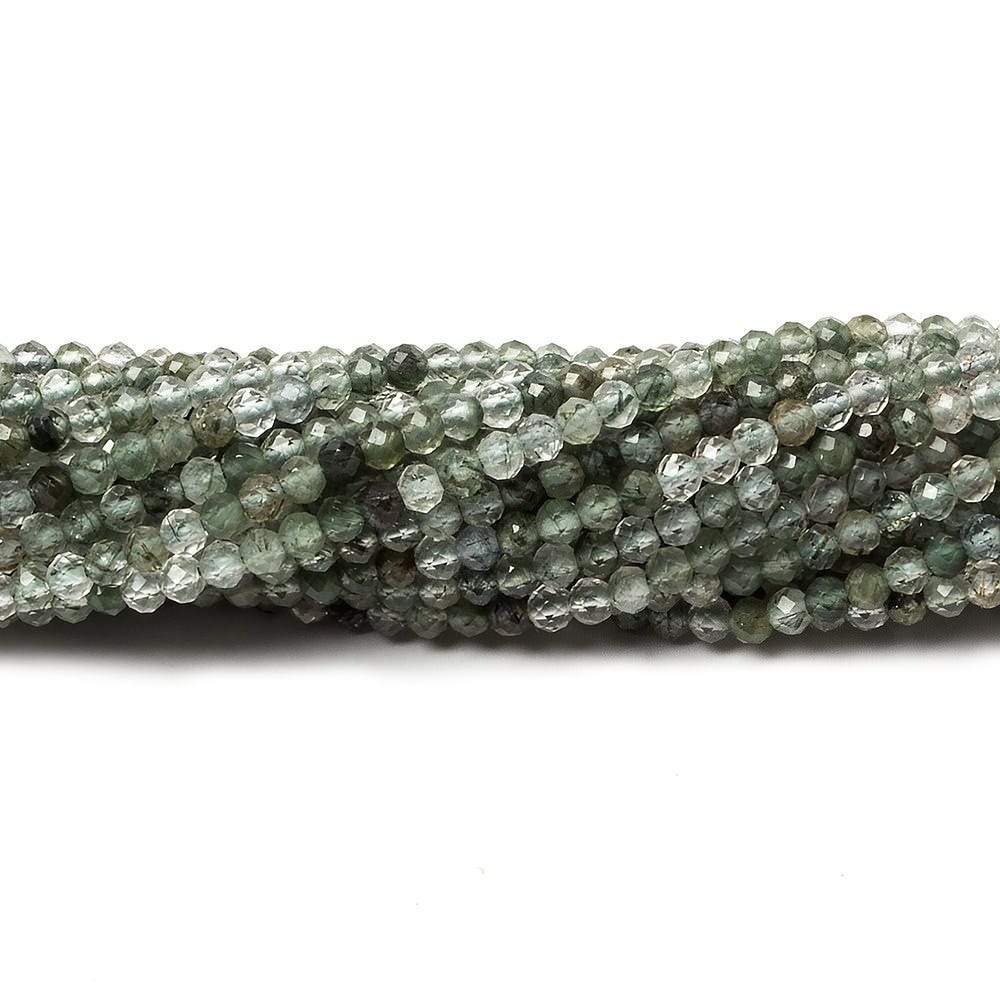 2.5mm Green Tourmalinated Quartz Micro faceted rondelles 13 inch 155 beads - Beadsofcambay.com